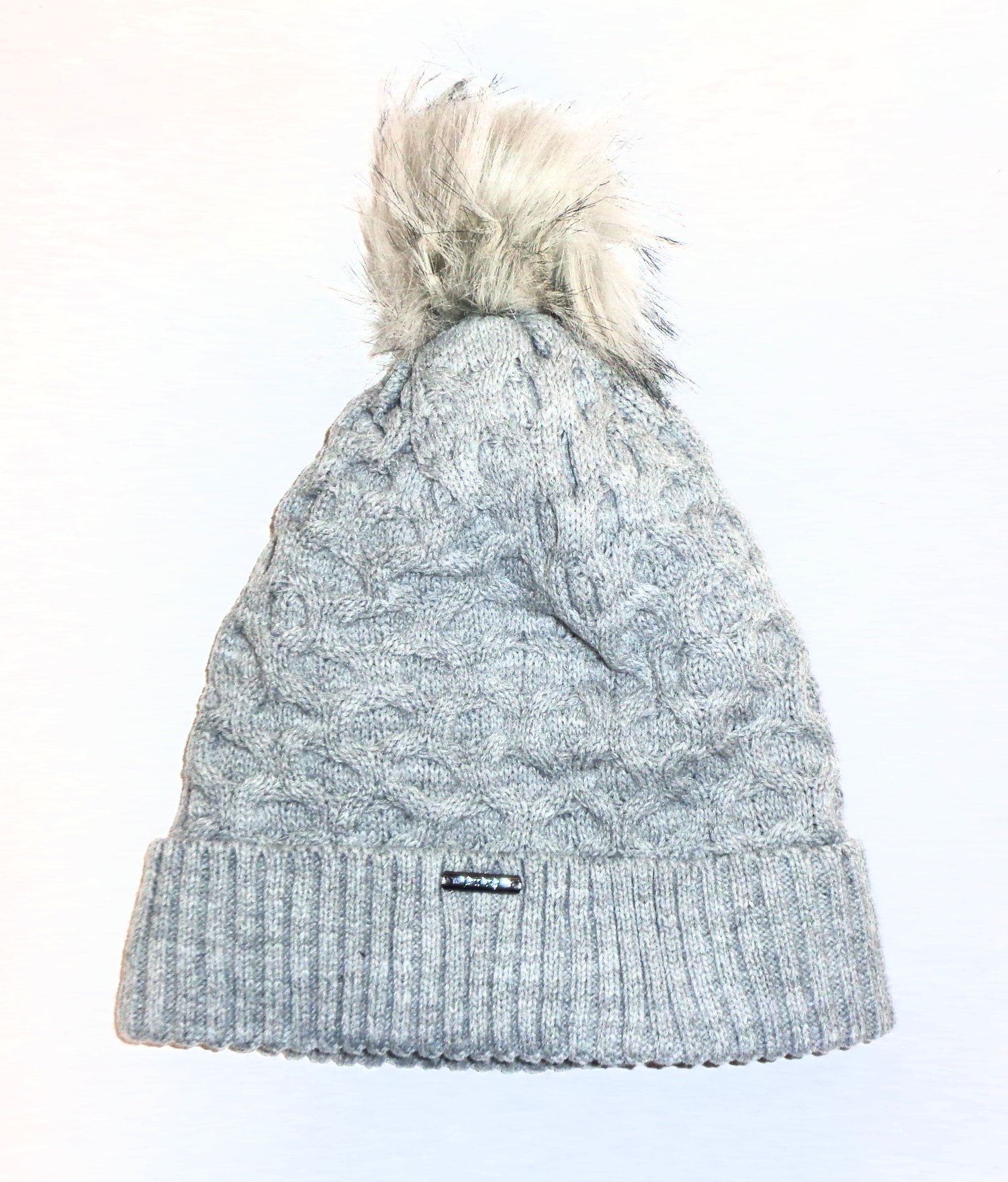 ladies grey pom pom hat
