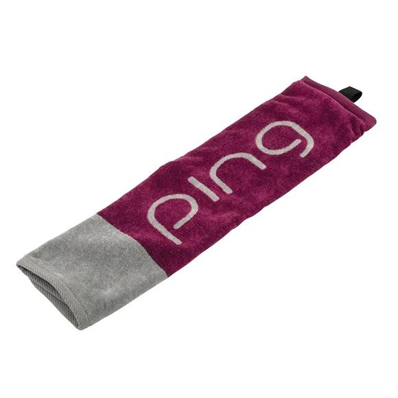 Picture of Ping Tri-Fold Golf Towel - Ladies Garnet/Grey