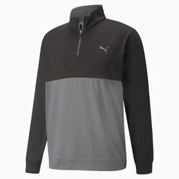 Picture of Puma Gamer Colourblock Quarter-Zip Golf Pullover - Puma Black/Quiet Shade