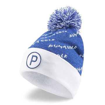 Picture of Puma P Removable Pom Beanie - Blazing Blue/Bright White