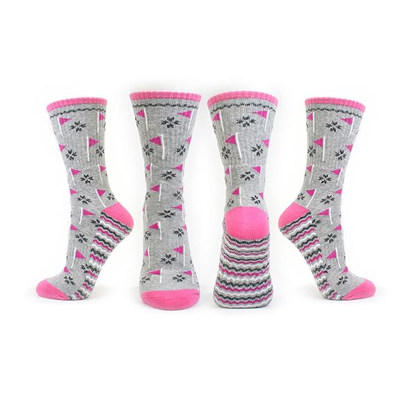 Picture of Surprize Shop Ladies Golf Crew Socks Pair - Grey & Pink
