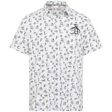 Picture of Original Penguin Retro Arcade Print Men's Golf Polo Shirt - Bright White