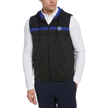 Picture of Original Penguin Men's Mixed Media Fleece Golf Hoodie Vest - Dark Caviar Heather