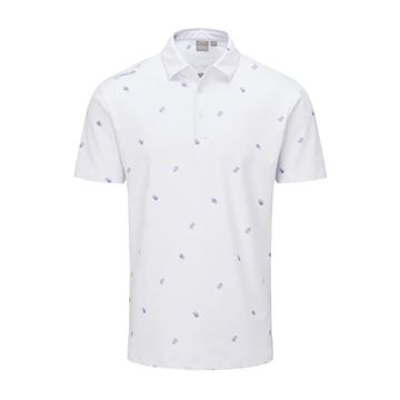 Picture of Ping Mens Two Tone Polo Shirt - White/Cool Lilac Multi