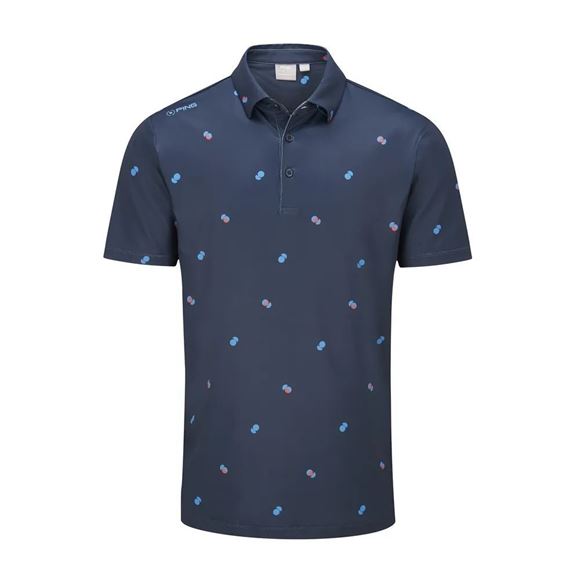 Picture of Ping Mens Two Tone Polo Shirt - Navy/Poppy Multi