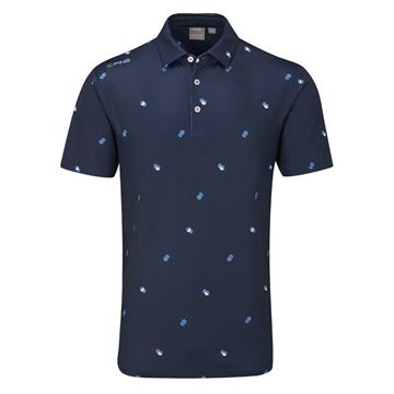 Picture of Ping Mens Two Tone Polo Shirt - Navy/Stone Blue Multi
