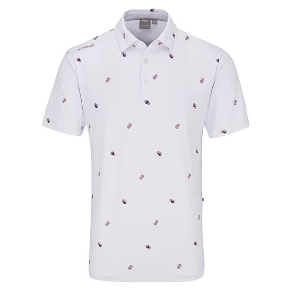 Picture of Ping Mens Two Tone Polo Shirt - White/Rosewood Multi