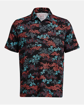 Picture of Under Armour Mens Playoff 3.0 Printed Polo - 1378677-008 - Black/Hydro Teal