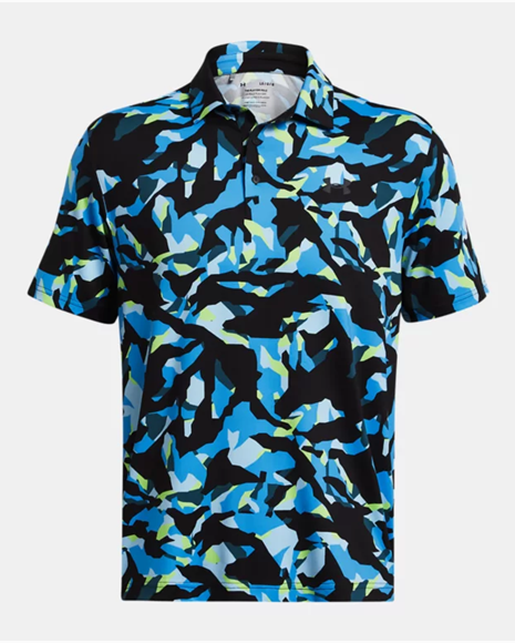 Picture of Under Armour Mens Playoff 3.0 Printed Polo - 1378677-006 - Capri/Black