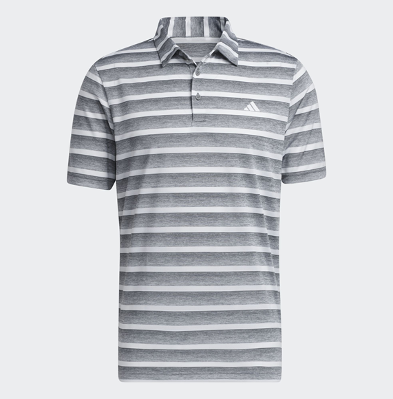 Picture of adidas Mens Two Colour Striped Golf Polo Shirt - IA5444 - Grey Three/White