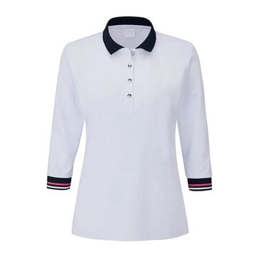 Picture of Ping Ladies Bridget 3/4 Sleeve Polo Shirt - White/Navy