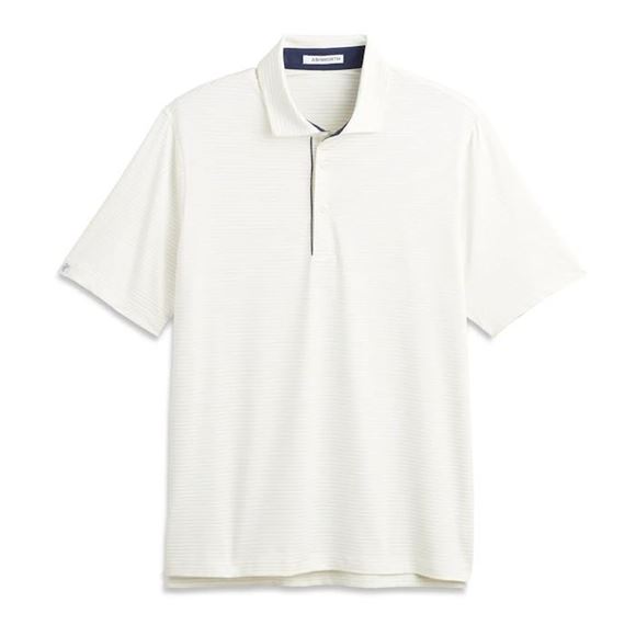 Picture of Ashworth Mens Golf Striped Tech Jersey Polo Shirt AM1011 Bone/White