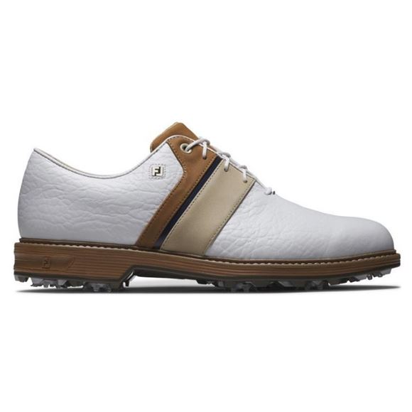 Picture of FootJoy Mens Premiere Series Packard LX Golf Shoes White/Brown/Blue