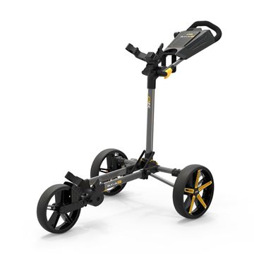 Picture of Powakaddy DLX-Lite FF Push Golf Cart - Gunmetal with Yellow Trim