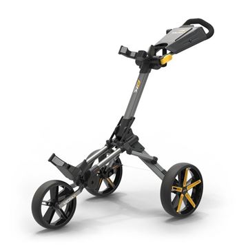 Picture of Powakaddy Micra Push Trolley - Gunmetal with Yellow Trim