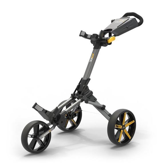 Picture of Powakaddy Micra Push Trolley - Gunmetal with Yellow Trim