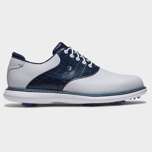 Picture of FootJoy Mens Traditions Golf Shoes 57981 White/Navy/Blue (2026)