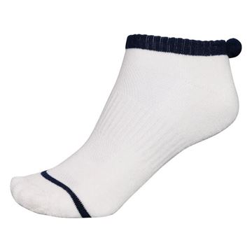Picture of FootJoy Ladies ProDry Pom Pom Socks White/Navy 11501